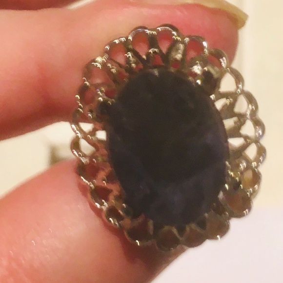 925 Silver Filigree Cufflinks w Jet Stones - Picture 2 of 3